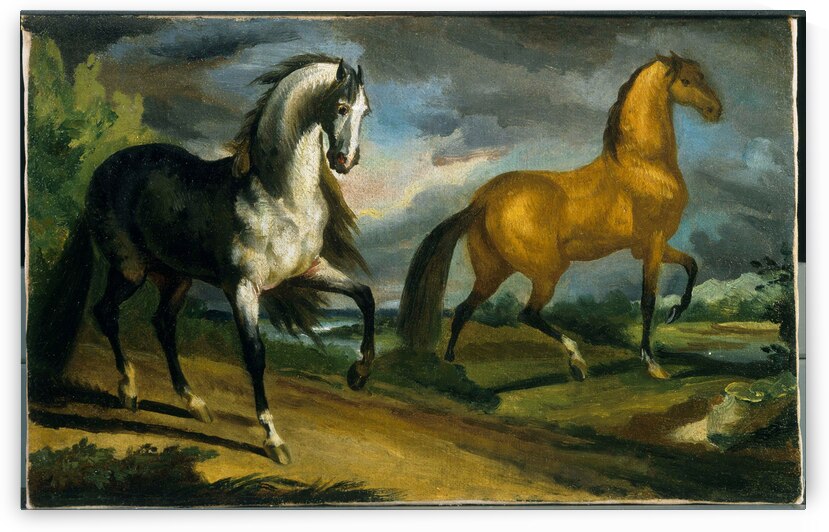  Two Horses by Theodore Gericault   by Goldfishwallart