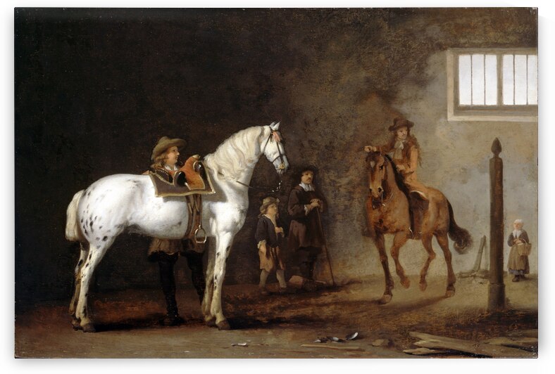 White Horse in a Riding School by Abraham van Calrae  before 1722 by Goldfishwallart