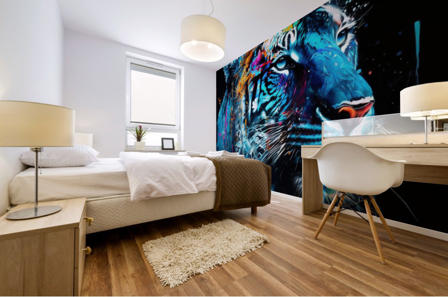 Blue and  black Tiger  Mural print