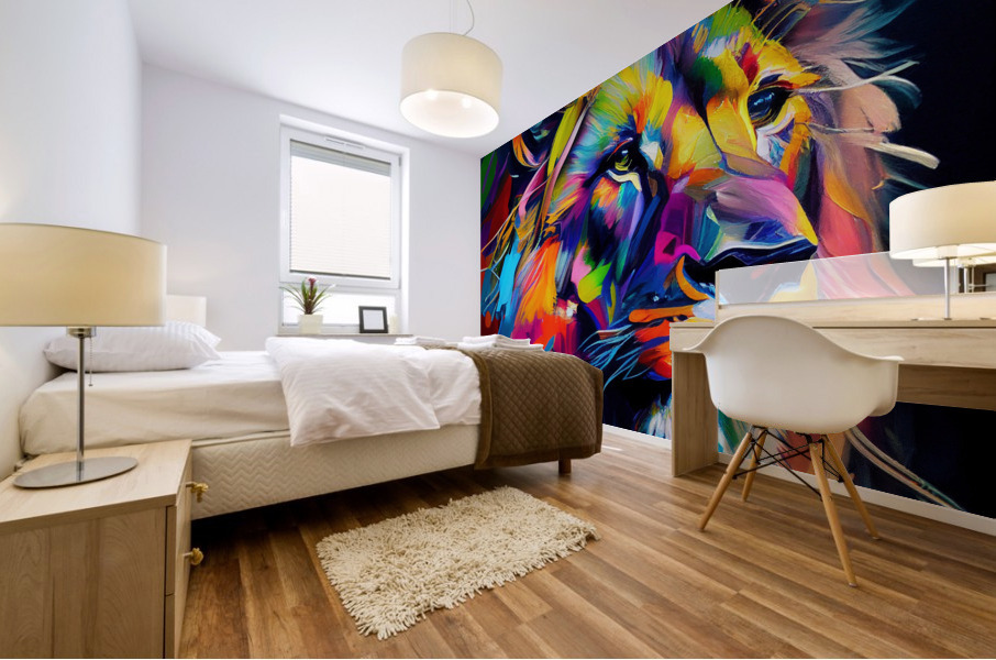 Colored Lion wall art   Mural print
