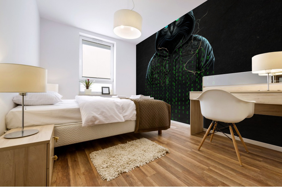 Matrix hacker cat cyberpunk  Mural print