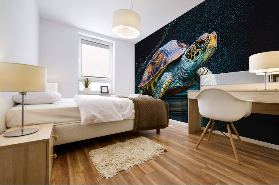 Turtle Watercolor painting Mural print