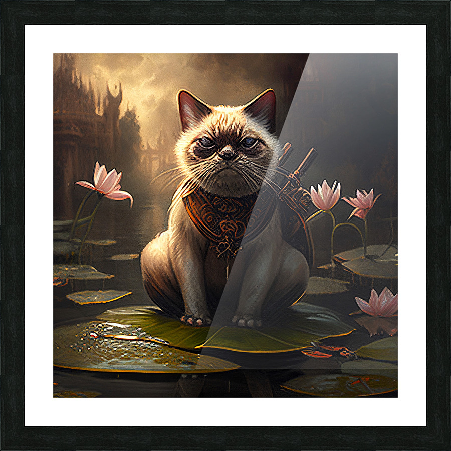Epic warrior Cat and Lotus  Picture Frame print