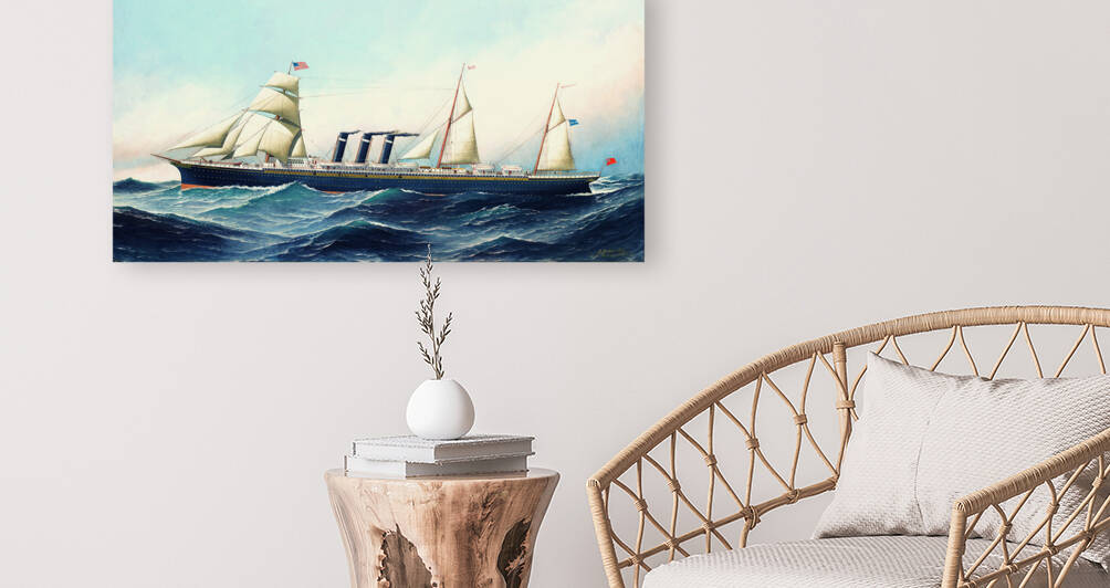 The S.S. City of Paris at sea by Antonio Nicolo Gasparo Jacobsen American 1850-1921 wall art by Goldfishwallart