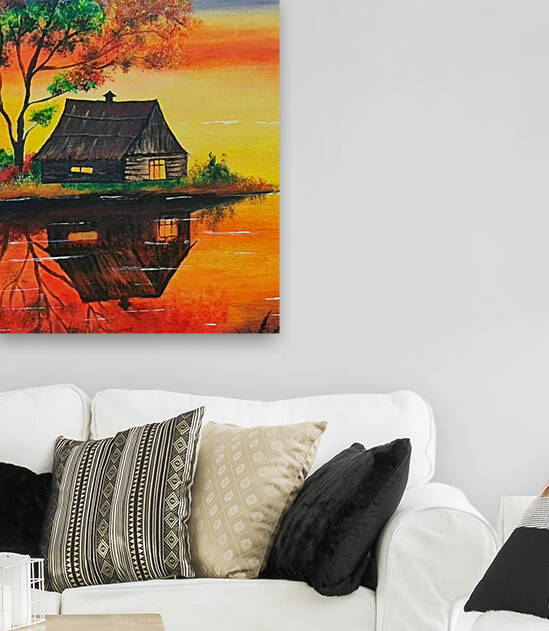 A farmhouse on the river by Goldfishwallart