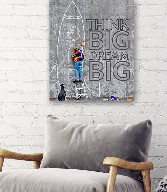 Think big Dream Big Kids Insperational quote  by Goldfishwallart