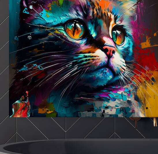  Colored Cat palette knife oil painting Abstract by Goldfishwallart