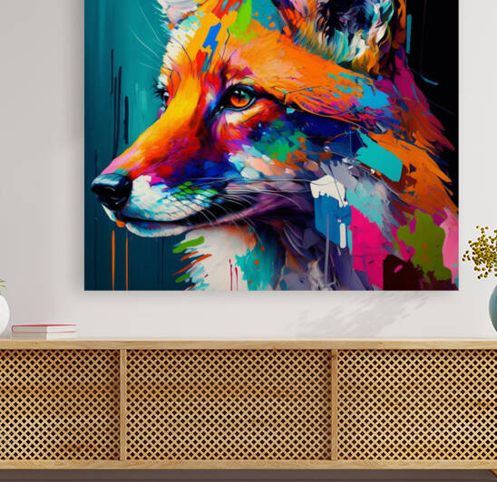 Fox Colored palette knife oil painting Abstract  by Goldfishwallart