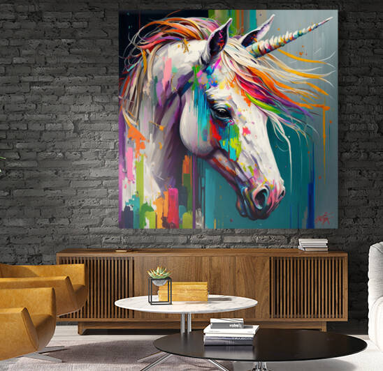 Unicorn Colored palette knife oil painting Abstract by Goldfishwallart