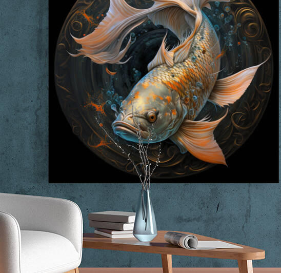 koi fish feng shui painting art by Goldfishwallart