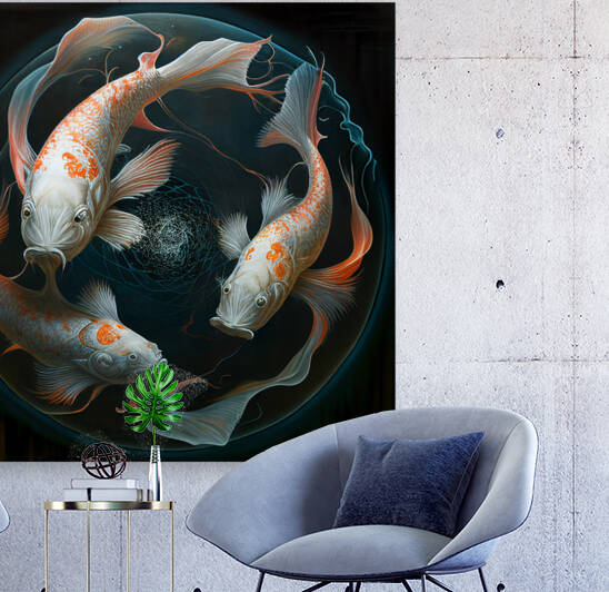 koi fish feng shui painting art  by Goldfishwallart