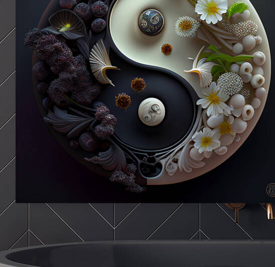 yin yang feng shui painting art by Goldfishwallart