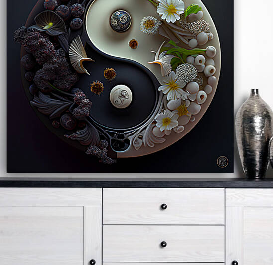 yin yang feng shui painting art  by Goldfishwallart