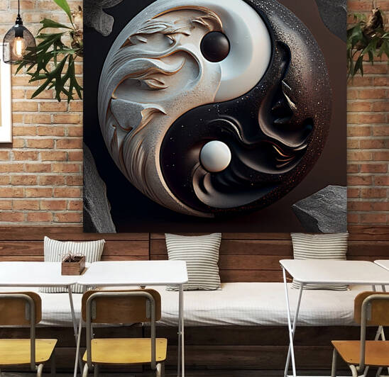 yin yang feng shui painting art by Goldfishwallart