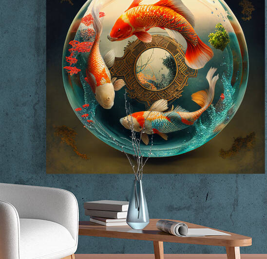 koi fish feng shui painting art   by Goldfishwallart
