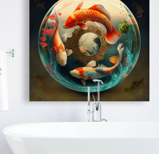 koi fish feng shui painting art   by Goldfishwallart