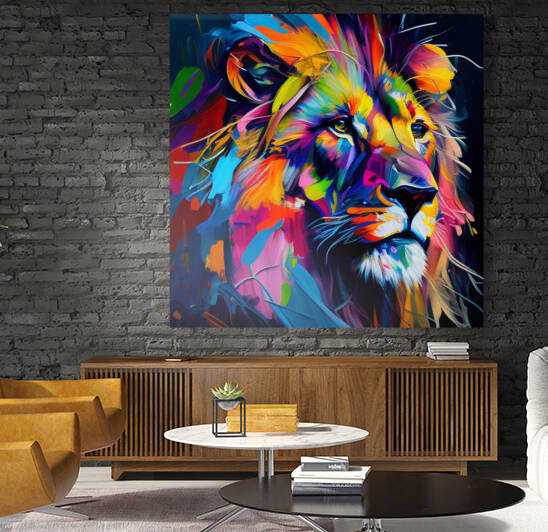 Colored Lion wall art   by Goldfishwallart