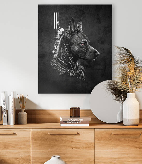 Cyberpunk black dog  by Goldfishwallart