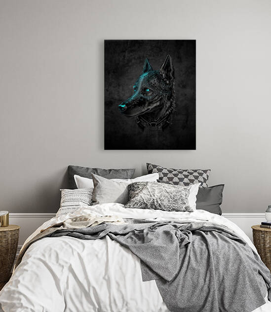 Black Dobermann Cyberpunk black dog Cyberpunk by Goldfishwallart