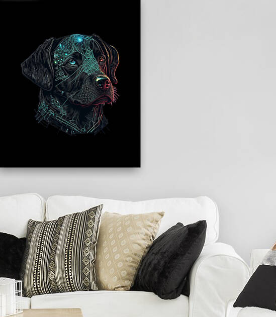 Black labrador Cyberpunk  Black  Lab Cyberpunk   by Goldfishwallart