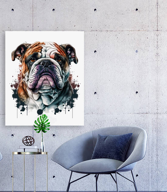 English Bulldog wallart canvas Mural Wood Print by Goldfishwallart