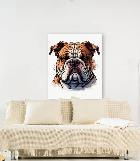 English Bulldog face wallart canvas  by Goldfishwallart