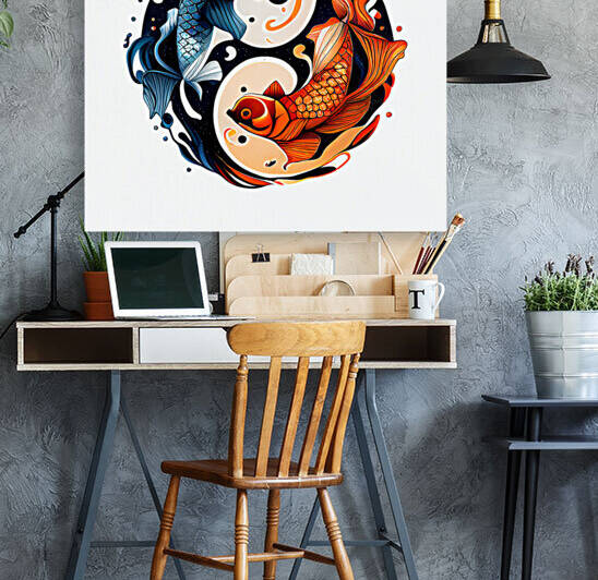 Tui And La  Yin Yang Koi fish by Goldfishwallart
