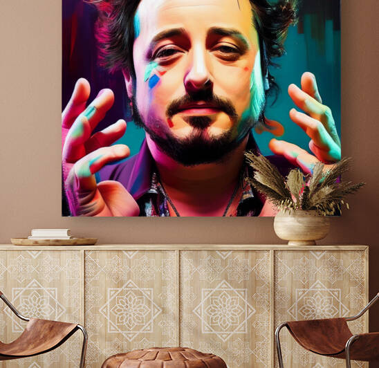 Giorgio Tsoukalos face vibrant colors  Art by Goldfishwallart