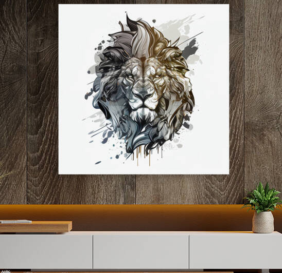 Angry  lion Face wall art by Goldfishwallart
