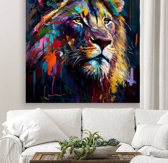 kaleidoscope lion palette knife oil painting by Goldfishwallart