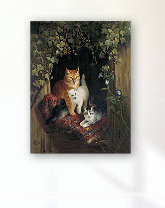 Vintage Cat with Kittens  by Goldfishwallart