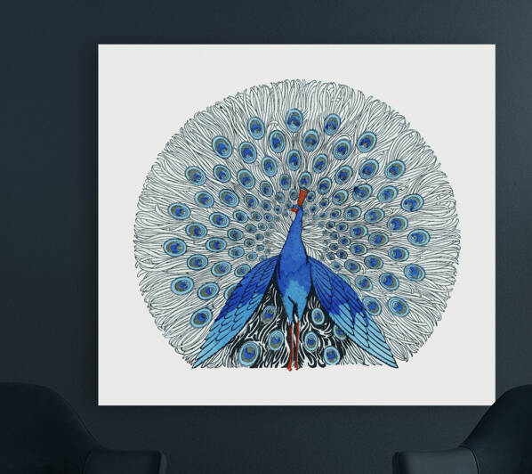 Vintage Blue Peacock 1924 vintage art blue peacock by Goldfishwallart