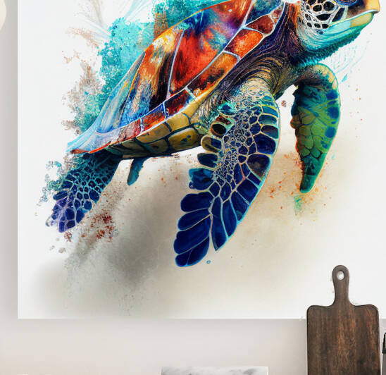 Magical  turtle art water color turtle painting Art by Goldfishwallart
