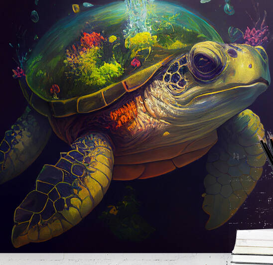 Turtle oil Painting Art by Goldfishwallart