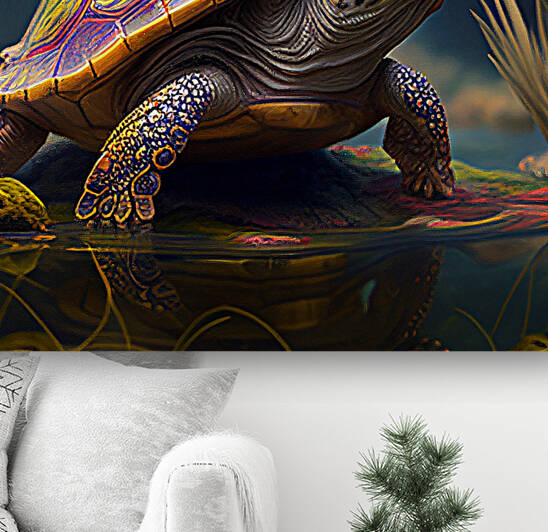Magical Turtle oil Painting Magical Turtle Art by Goldfishwallart