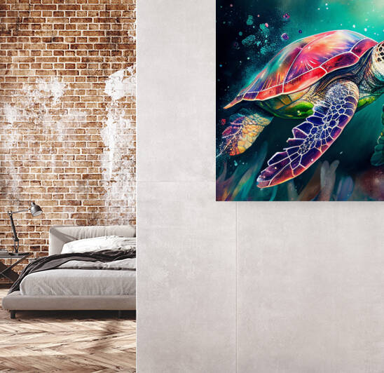 Watercolor painting  Beautiful and magical turtle by Goldfishwallart