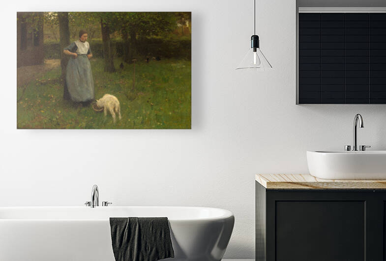Anton mauve Woman from Laren  with  lamb by Goldfishwallart