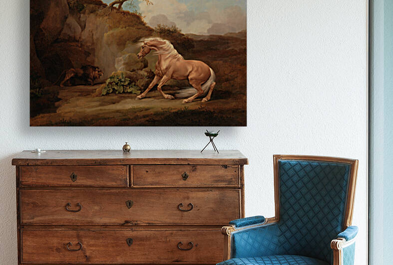 George Stubbs - Horse Frightened by a Lion by Goldfishwallart