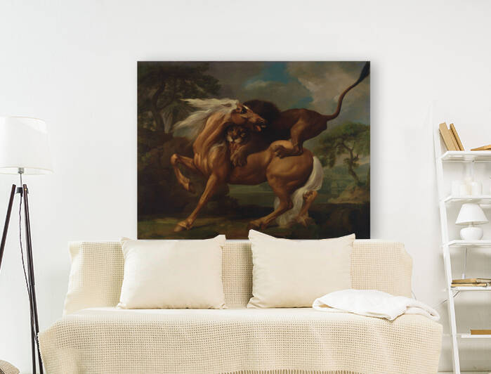 A Lion Attacking a Horse-George Stubbs  by Goldfishwallart