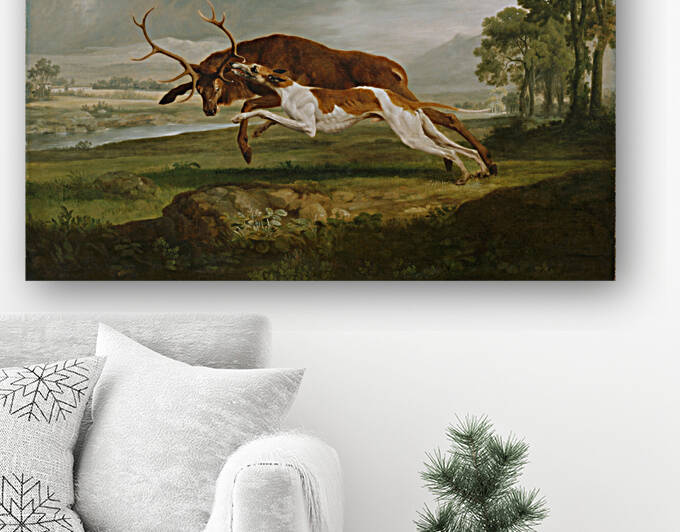  English Hound Coursing a Stag-George Stubbs by Goldfishwallart