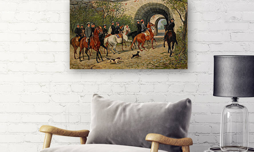  Riders at Uppsala Castle by John Arsenius 1882 by Goldfishwallart