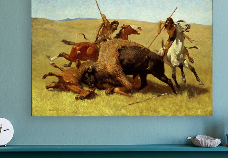 The Buffalo Hunt  by Frederic Remington 1890 by Goldfishwallart
