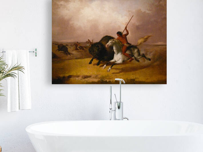 Buffalo Hunt on the Southwestern Plains  by John Mix Stanley 1845 by Goldfishwallart