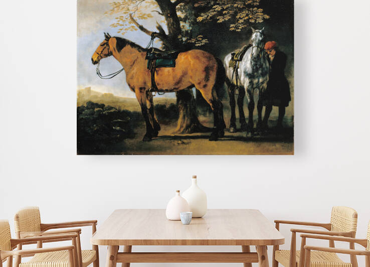   Two Horses by Van Calraet Abraham before 1722 by Goldfishwallart
