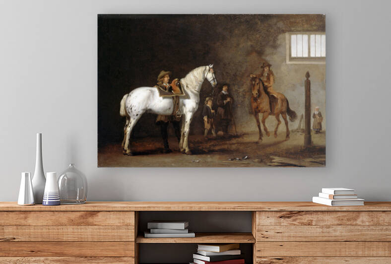 White Horse in a Riding School by Abraham van Calrae  before 1722 by Goldfishwallart