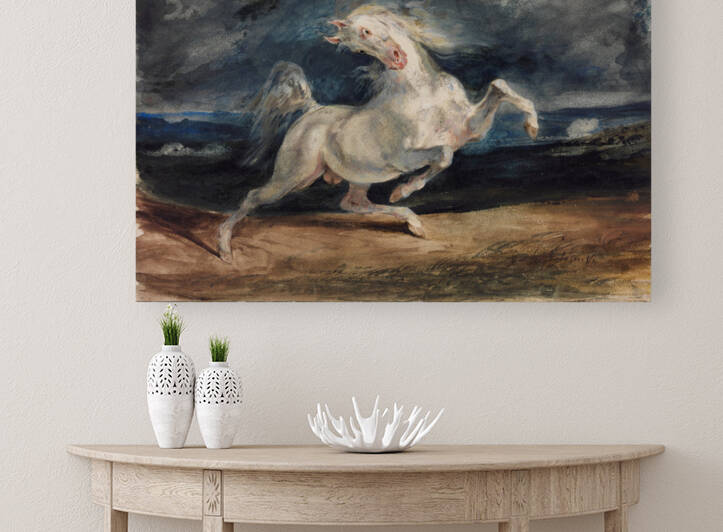  Horse Frightened by Lightning by Eugene Delacroix by Goldfishwallart