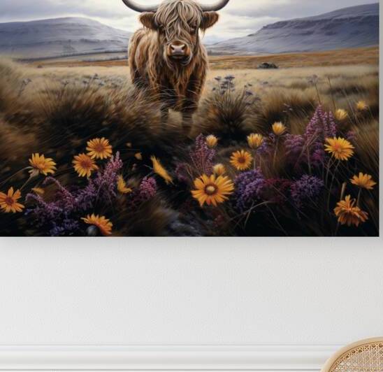 Highland cow painting - highland cattle wall art by Goldfishwallart