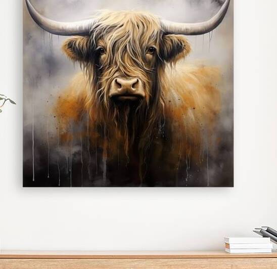 Highland cow painting highland cattle painting by Goldfishwallart