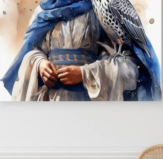 Arab falconer with his peregrine falcon by Goldfishwallart