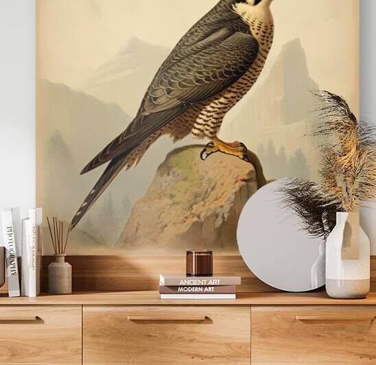 Vintage peregrine falcon  by Goldfishwallart